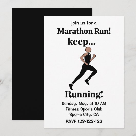 Invitation Course à pied Marathon Sports (Devant / Derrière)