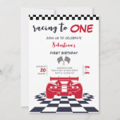 Invitation Course à un premier anniversaire de enfant (Devant)