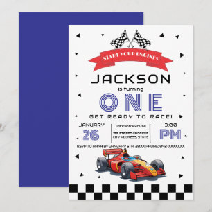 Invitation Course Bleue Voiture Sur Tout Âge Anniversaire Fêt