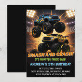 Invitation Course de Camion Monster Personnelle Anniversaire (Devant / Derrière)