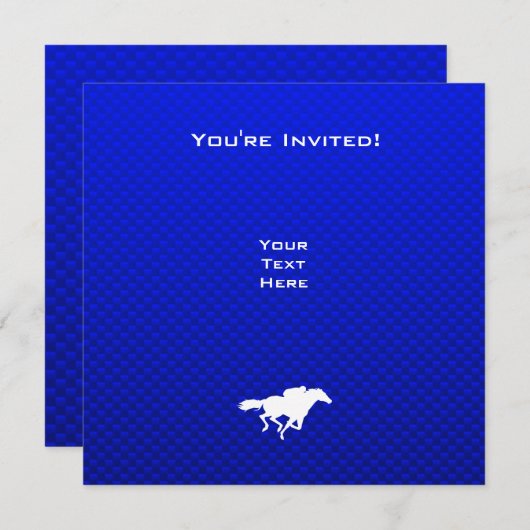 Invitation Course de chevaux bleue (Devant / Derrière)