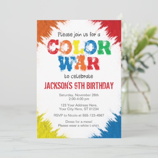 Invitation Course de couleur de l'invitation | d'anniversaire (Debout devant)