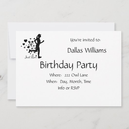 Invitation Course de piste Coureur thème Anniversaire (Dos)