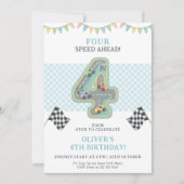 Invitation Course de vitesse Pastel pour anniversaire (Devant)