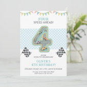 Invitation Course de vitesse Pastel pour anniversaire (Debout devant)