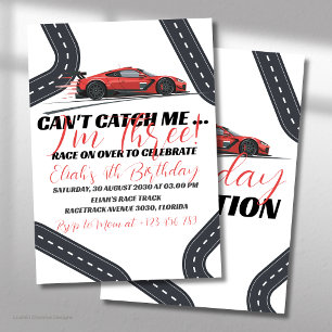 Invitation Course de vitesse pour anniversaire de voiture rou