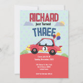 Invitation Course de voiture course de l'anniversaire de l'en (Devant)