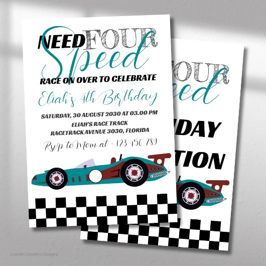 Invitation Course de voiture d'anniversaire Need for Speed