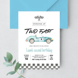 Invitation Course de voiture rapide vintage 2ème anniversaire