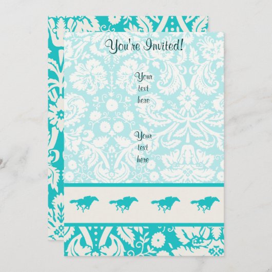 Invitation Course hippique Turquoise (Devant / Derrière)