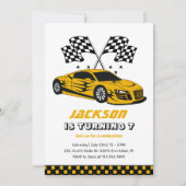 Invitation Course Jaune Voiture Course Enfants Garçons Annive (Devant)