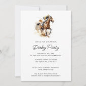 Invitation Course Jockey Aquarelle moderne Horse Derby Party (Devant)