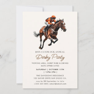 Invitation Course Jockey Aquarelle moderne Horse Derby Party