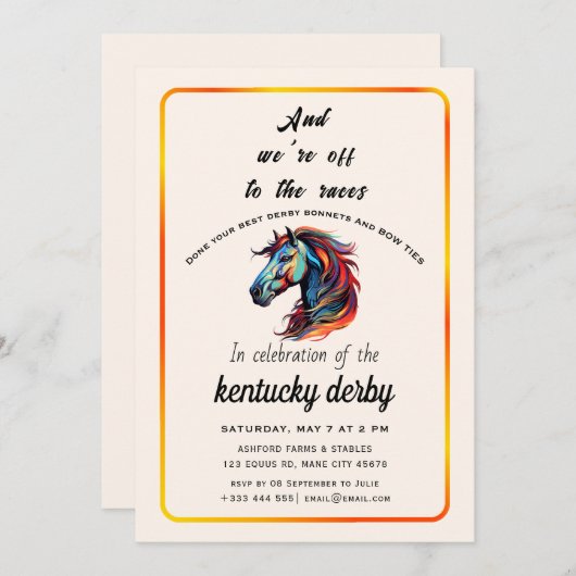 Invitation Course moderne Horse Derby Party équestre (Devant / Derrière)