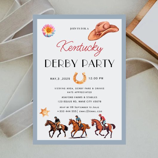 Invitation Course moderne Horse Derby Party équestre