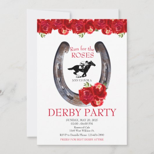 Invitation Course pour la course Rose Horse Derby Party (Devant)