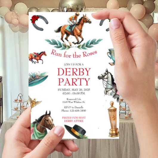 Invitation Course pour la course Rose Horse Derby Party