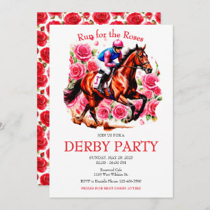 Invitation Course pour l'Invitation Rose Horse Derby Party