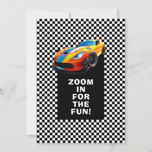 Invitation Course rapide voiture Anniversaire (Dos)
