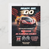 Invitation Course Red Sport Voiture Anniversaire Garçon (Devant)