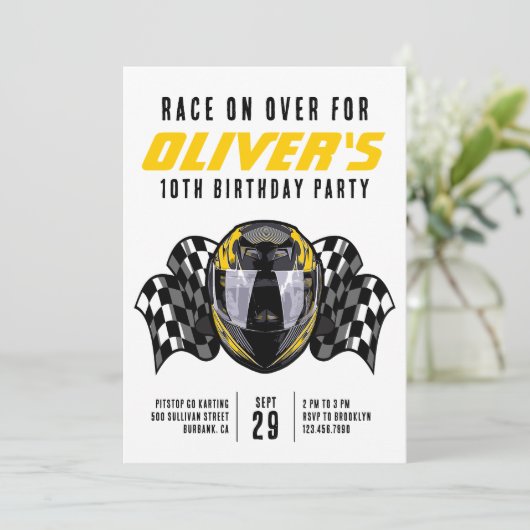Invitation Course sur la course Casque de course Anniversaire (Debout devant)