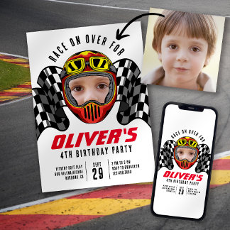 Invitation Course sur la photo fête d'anniversaire