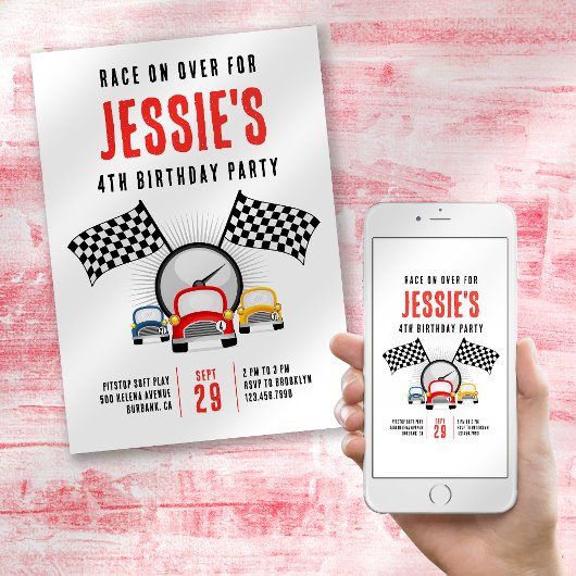Invitation Course sur la voiture Plus de voiture Anniversaire