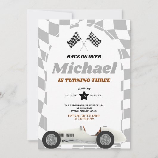 Invitation Course sur Plus de Retro 70's Race Car n'importe q (Devant)