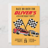 Invitation Course sur plus de voitures fête d'anniversaire (Devant)