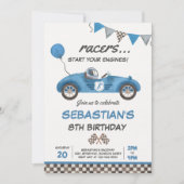 Invitation Course Voiture Anniversaire Blue Racing Track Anni (Devant)