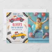 Invitation Course Voiture Anniversaire Fête, Enfants Racing T (Devant)