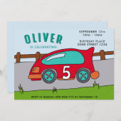 Invitation Course Voiture Boy Fête d'anniversaire (Devant / Derrière)