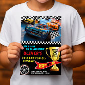 Invitation Course voiture fête d'anniversaire avec Trophée & 