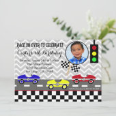Invitation course voiture racecar garçon anniversaire invitat (Debout devant)