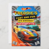 Invitation Course voiture rapide fête d'anniversaire (Devant)