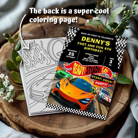 Invitation Course voitures fête d'anniversaire