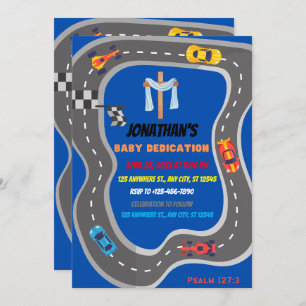 Invitation Course Voitures Racetrack Baby Boy Dedication