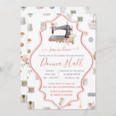 Invitation Cousez Dans L'Amour ! Machine à coudre, Fête des m (Devant / Derrière)