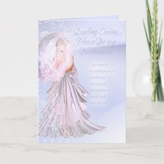 Invitation cousin Bridesmaid Request Card With Violet Blue à (Devant)