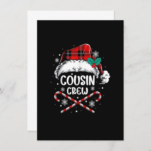 Invitation Cousin Crew Père Noël Red Plaid Xmas Funny Noël P (Devant / Derrière)