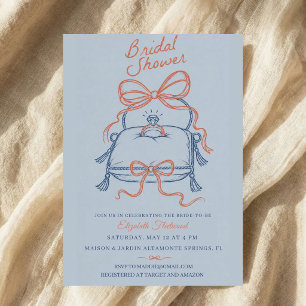 Invitation Coussin en forme de bague de mariage ruban à nœud 