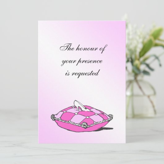 Invitation Coussin rose Cinderella Slipper (Debout devant)