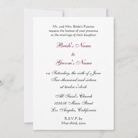 Invitation Coussin rose Cinderella Slipper (Dos)