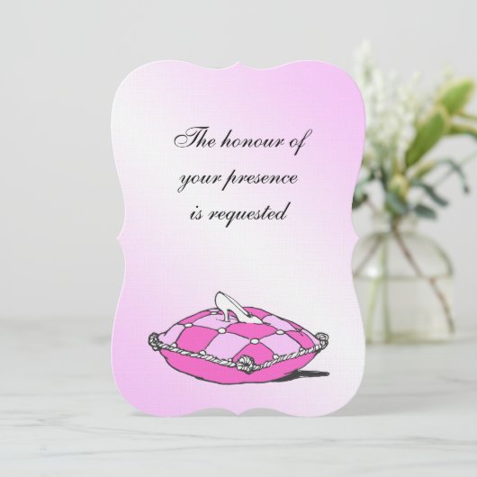 Invitation Coussin rose Cinderella Slipper (Debout devant)