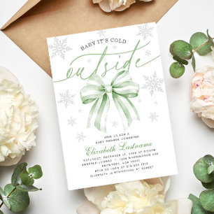 Invitation Coussin Vert Bébé Il Fait Froid Dehors Baby Shower