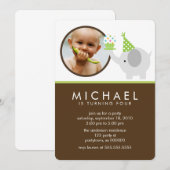 Invitation Coute Eléphant Enfants Photo Anniversaire (Devant / Derrière)