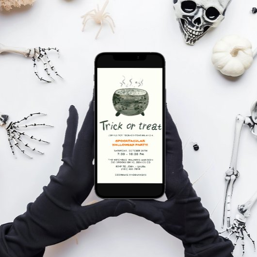 Invitation Coute Pot Trick ou Treat Halloween Party