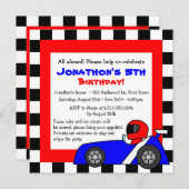 Invitation Coute Racing Enfants à thème Anniversaire (Devant / Derrière)