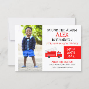 Invitation Couteau Blanc & Rouge Enfants Photo Camion Enfant 