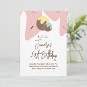 Invitation Couteau Cute Pop Balls Frosting Premier anniversai (Debout devant)